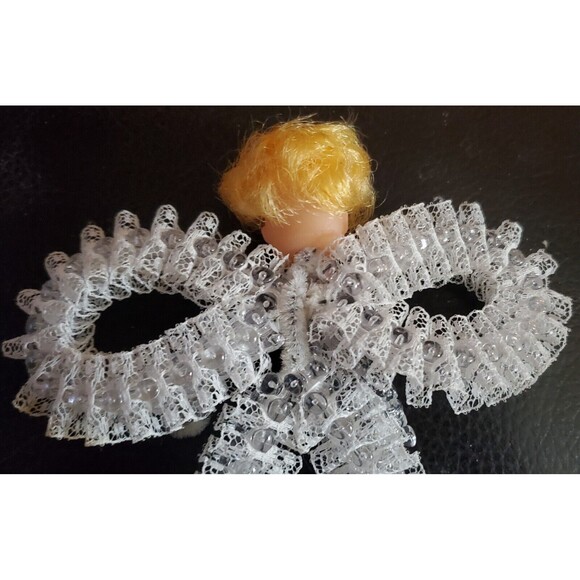 Vintage Handmade Beaded Pixie Angel Christmas Ornament 1960s 1970s 5" - Picture 6 of 7